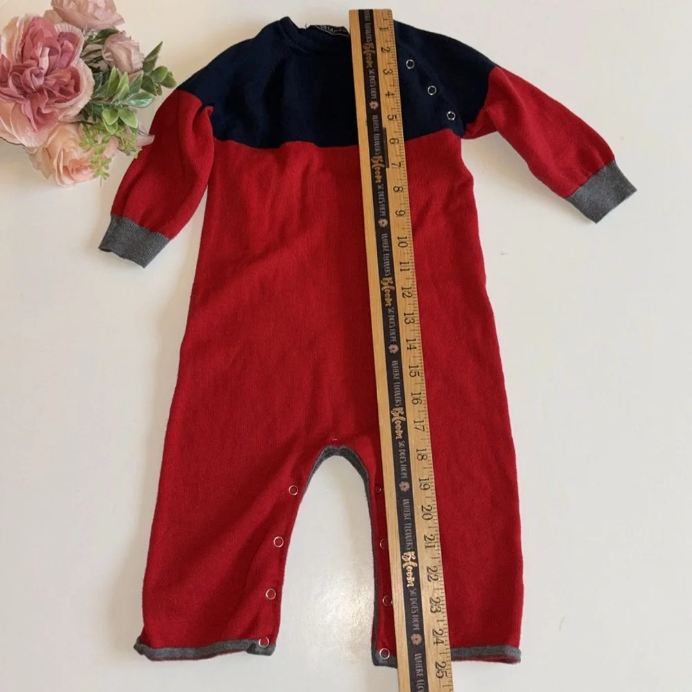 Toobydoo Red and blue sweater onesie 18-24 month Snap bottom ToobyDoo